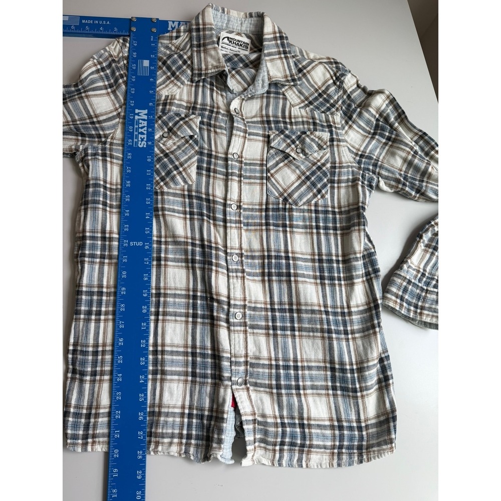 Mountain Khakis Mens Plaid Western Button Down Shirt Blue Brown Relaxed Fit M - Picture 11 of 11